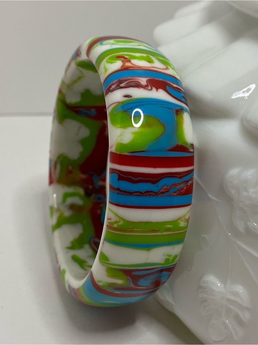 Vintage Carlos Sobral Style Multicolor Resin Bangle Bracelet Vibrant Pop Art 80s